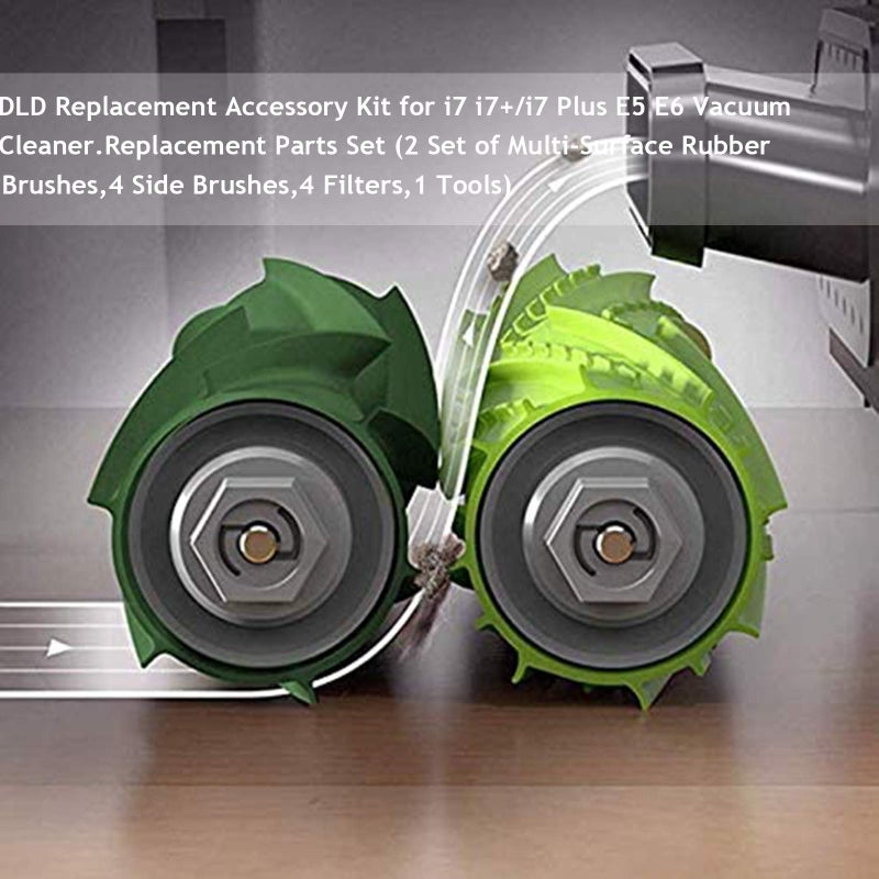 DLD Replacement Accessory Kit for iRobot Roomba i7 i7+/i7 Plus E5 E6 Vacuum Cleaner.Replacement Parts Set (2 Set of Multi-Surface Rubber Brushes,4 Side Brushes,4 Filters,1 Tools) - Image 4